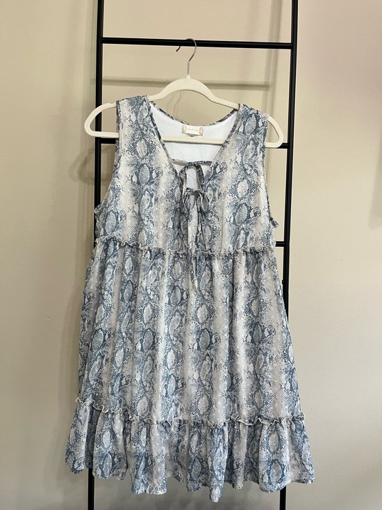 Altar'd State Dresses & Skirts - Altar'd State Snakeskin Animal Print Ruffle Tiered Dress Large L Feminine Pastel
